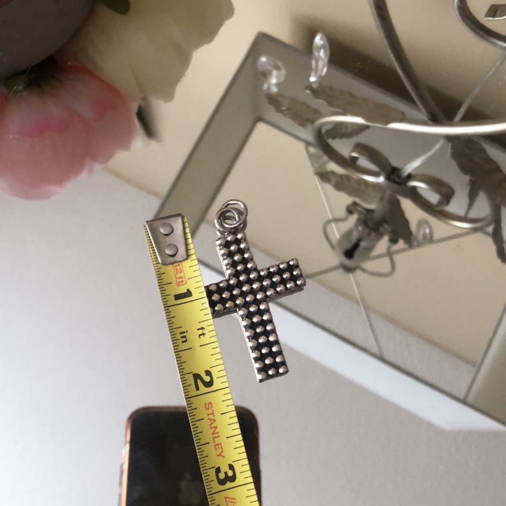 LARGE Vintage 925 Sterling Silver Cross Pendant - Picture 7 of 8